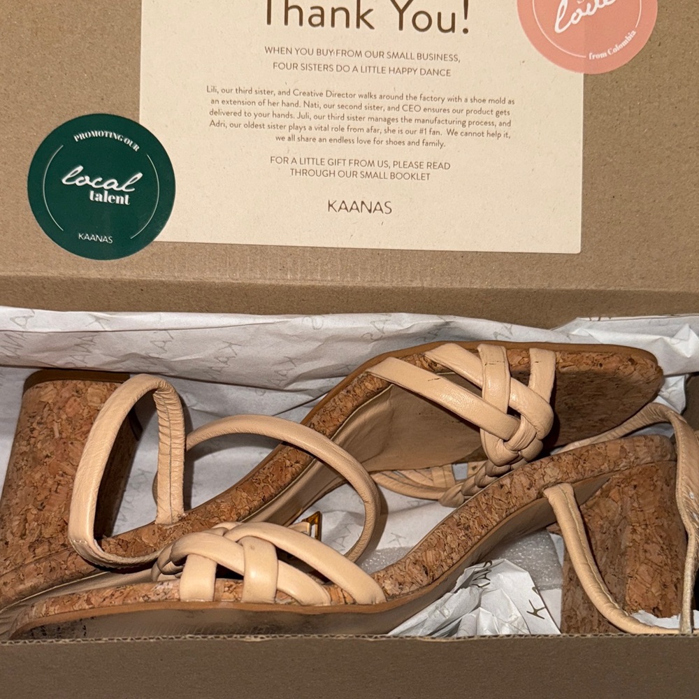 Kaanas Cream Wedge Sandals